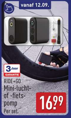 RIDE+GO Mini-lucht- of fietspomp