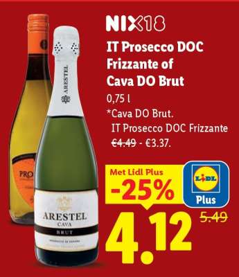 IT Prosecco DOC Frizzante of Cava DO Brut
