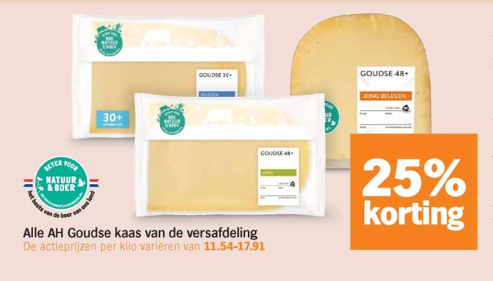 Alle AH Goudse kaas van de versafdeling