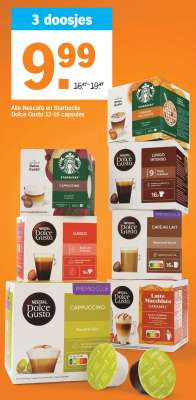 3 doosjes Nescafé en Starbucks Dolce Gusto capsules