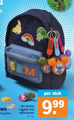 AH Denim rugzak met reflectoren