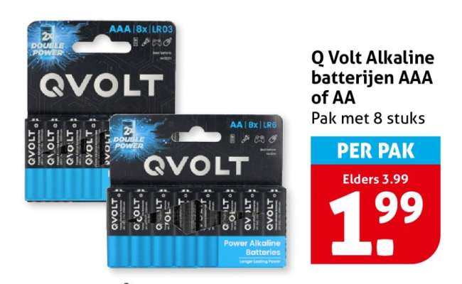 Q Volt Alkaline batterijen AAA of AA