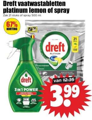 Dreft vaatwastabletten platinum lemon of spray