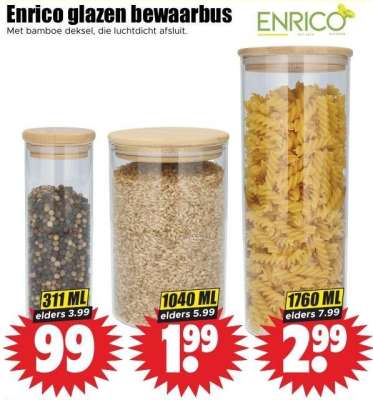 Enrico glazen bewaarbussen 311 ML