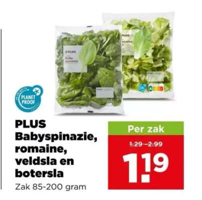PLUS Babyspinazie, romaine, veldsla en botersla