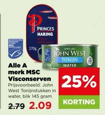 John West Tonijnstukken in water, blik 145 gram