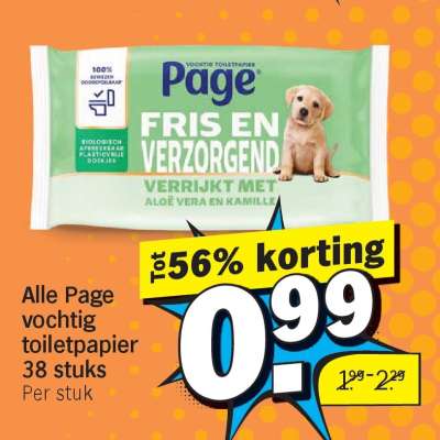 Page vochtig toiletpapier