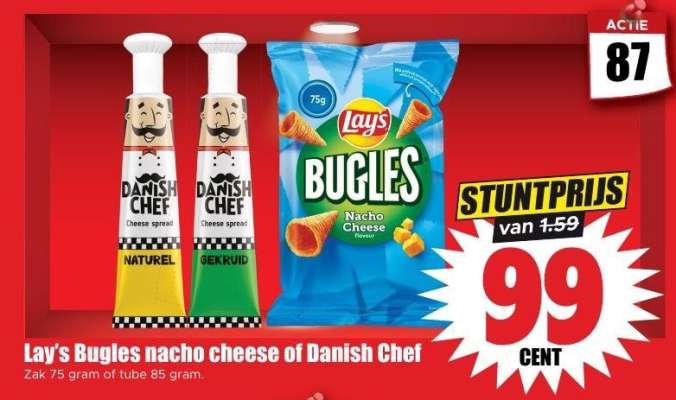 Lay's Bugles nacho cheese of Danish Chef