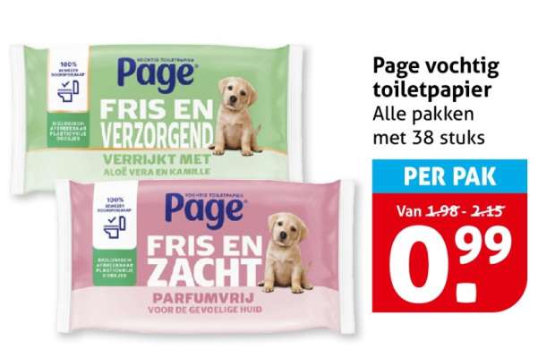Page vochtig toiletpapier