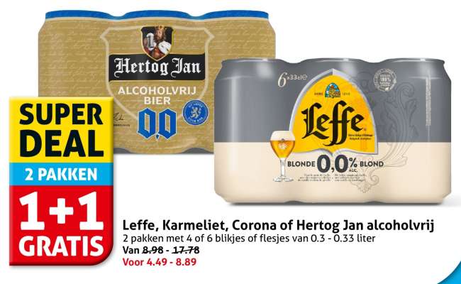 Leffe, Karmeliet, Corona of Hertog Jan alcoholvrij