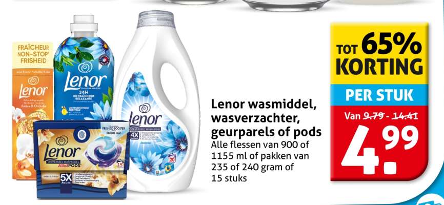 Lenor wasmiddel, wasverzachter, geurparels of pods