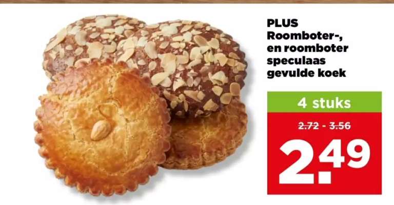 PLUS Roomboter-, en roomboter speculaas gevulde koek