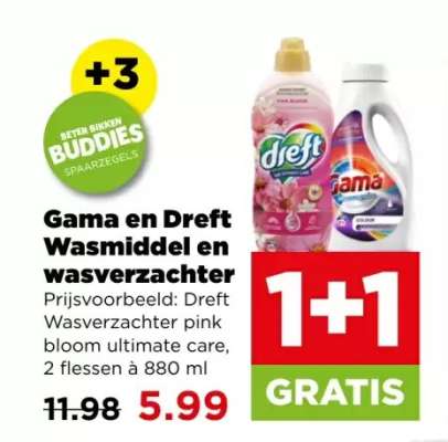 Gama en Dreft Wasmiddel en wasverzachter