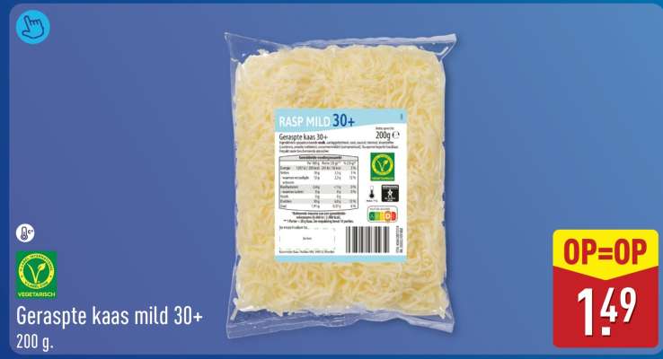 Geraspte kaas mild 30+