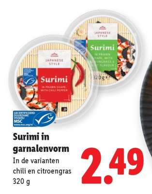 Surimi in garnalenvorm