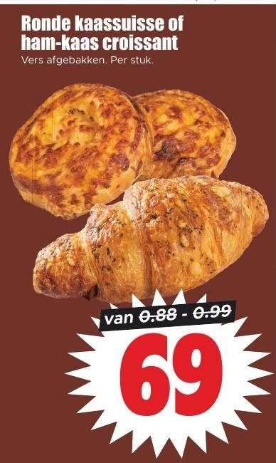 Ronde kaassuisse of ham-kaas croissant