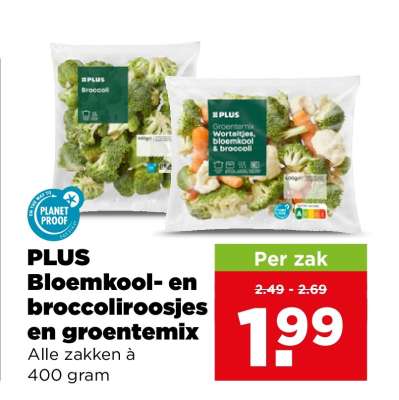 PLUS Bloemkool- en broccoliroosjes en groentemix
