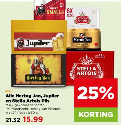 Alle Hertog Jan, Jupiler en Stella Artois Pils