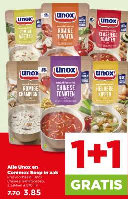 Unox en Conimex Soep in zak
