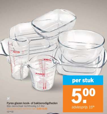 Pyrex glazen kook- of bakbenodigdheden