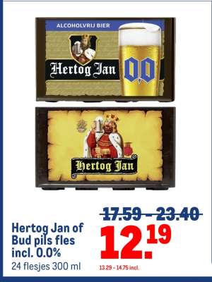 Hertog Jan of Bud pils fles incl. 0.0%