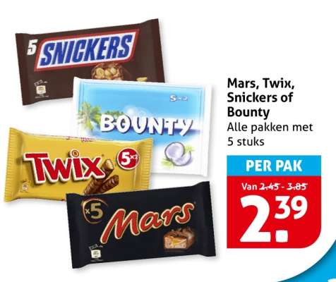 Mars, Twix, Snickers of Bounty