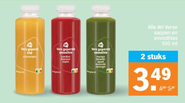 Alle AH Verse sappen en smoothies 500 ml
