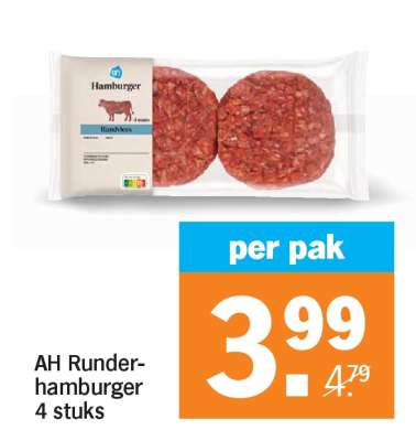 AH Runderhamburger 4 stuks
