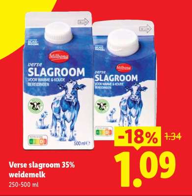 Verse slagroom 35% weidemelk
