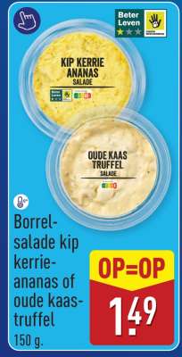 Borrel-salade kip kerrie-ananas of oude kaas-truffel