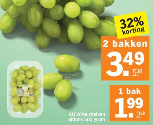 AH Witte druiven pitloos 500 gram