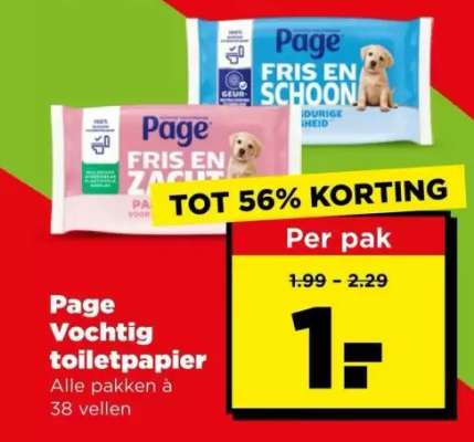 Page vochtig toiletpapier