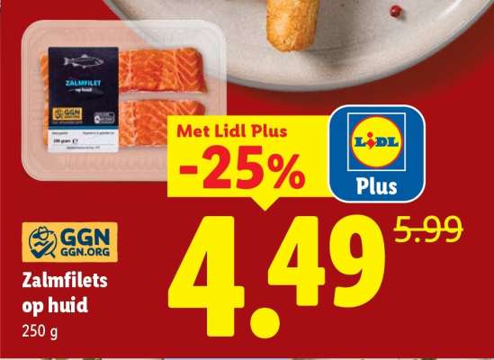 Zalmfilets op huid