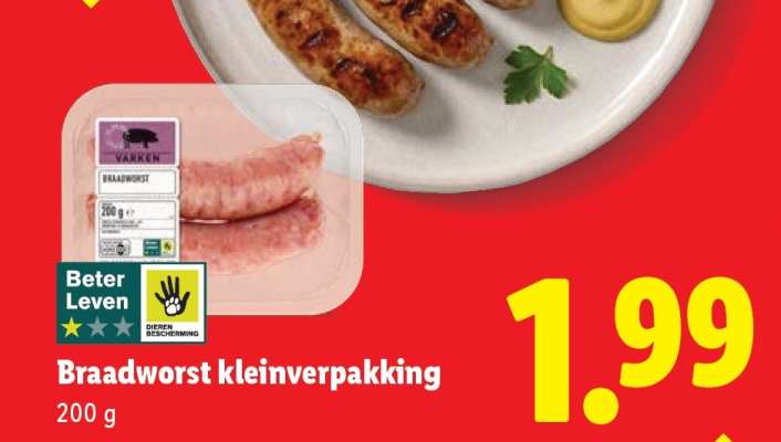 Braadworst kleinverpakking