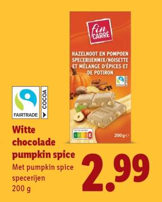 Witte chocolade pumpkin spice