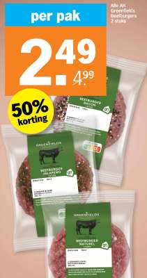 Alle AH Greenfields beefburgers