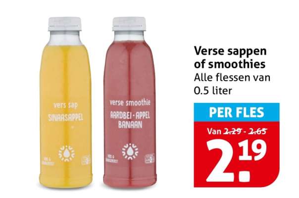 Verse sappen of smoothies