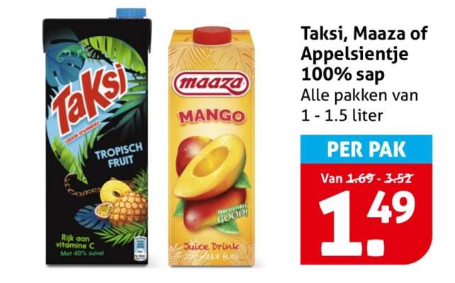 Taksi, Maaza of Appelsientje 100% sap