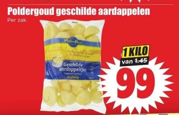 Poldergoud geschilde aardappelen