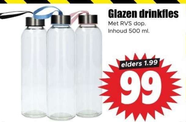 Glazen drinkfles