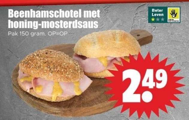 Beenhamschotel met honing-mosterdsaus