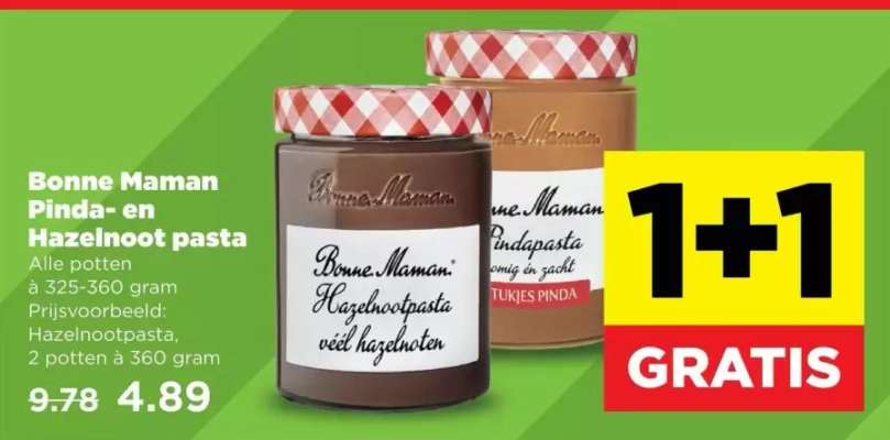 Bonne Maman Pinda- en Hazelnoot pasta