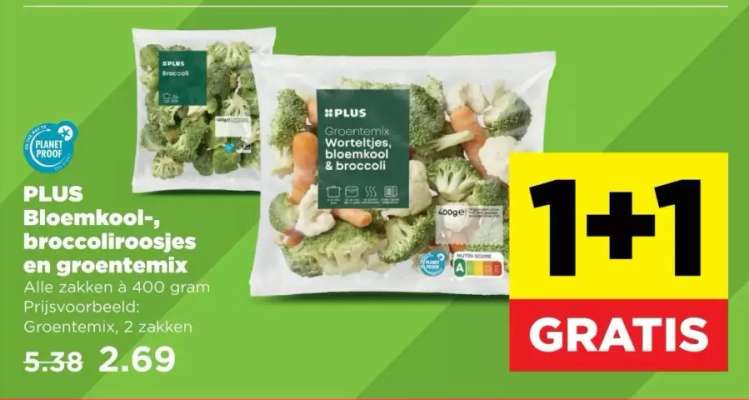 PLUS Bloemkool-, broccoliroosjes en groentemix