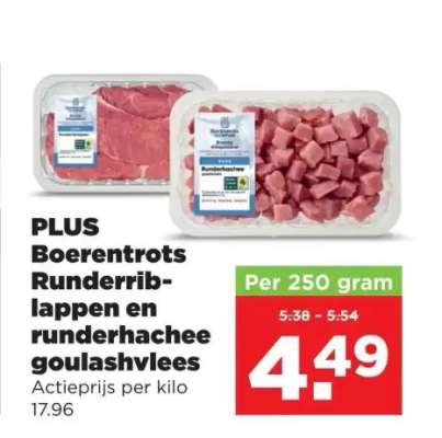 PLUS Boerentrots Runderriblappen en runderhachee goulashvlees
