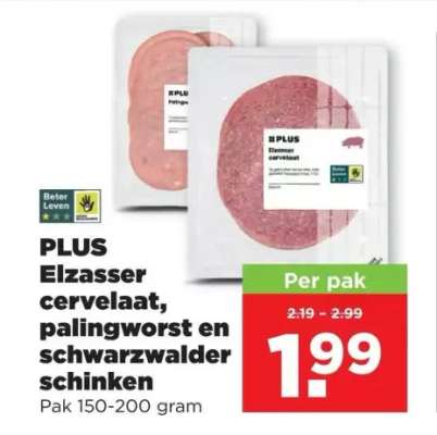 PLUS Elzasser cervelaat, palingworst en schwarzwalder schinken