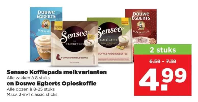 Senseo Koffiepads melkvarianten en Douwe Egberts Oploskoffie