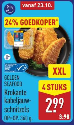 GOLDEN SEAFOOD Krokante kabeljauwschnitzels