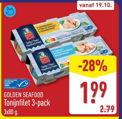 GOLDEN SEAFOOD Tonijnfilet 3-pack