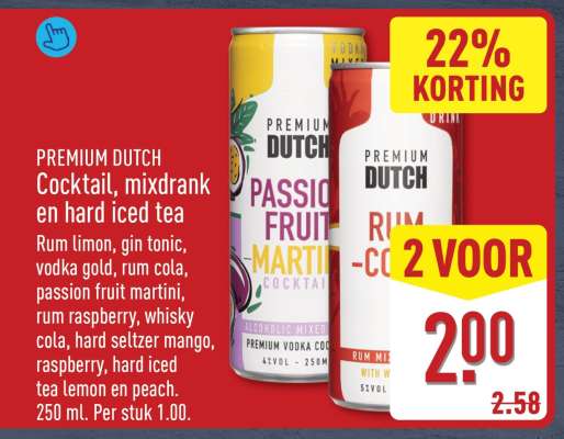 PREMIUM DUTCH Cocktail, mixdrank en hard iced tea