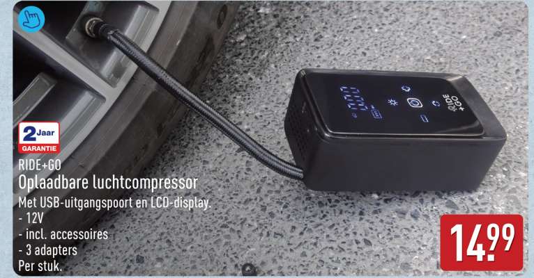 RIDE+GO Oplaadbare luchtcompressor